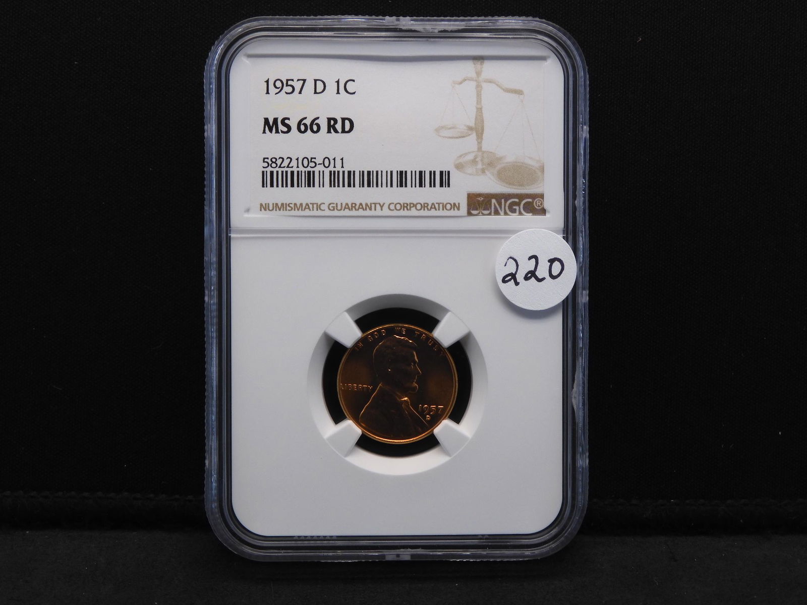 1957-D NGC MS66 RD Lincoln Wheat Penny Cent - (1 of 4)