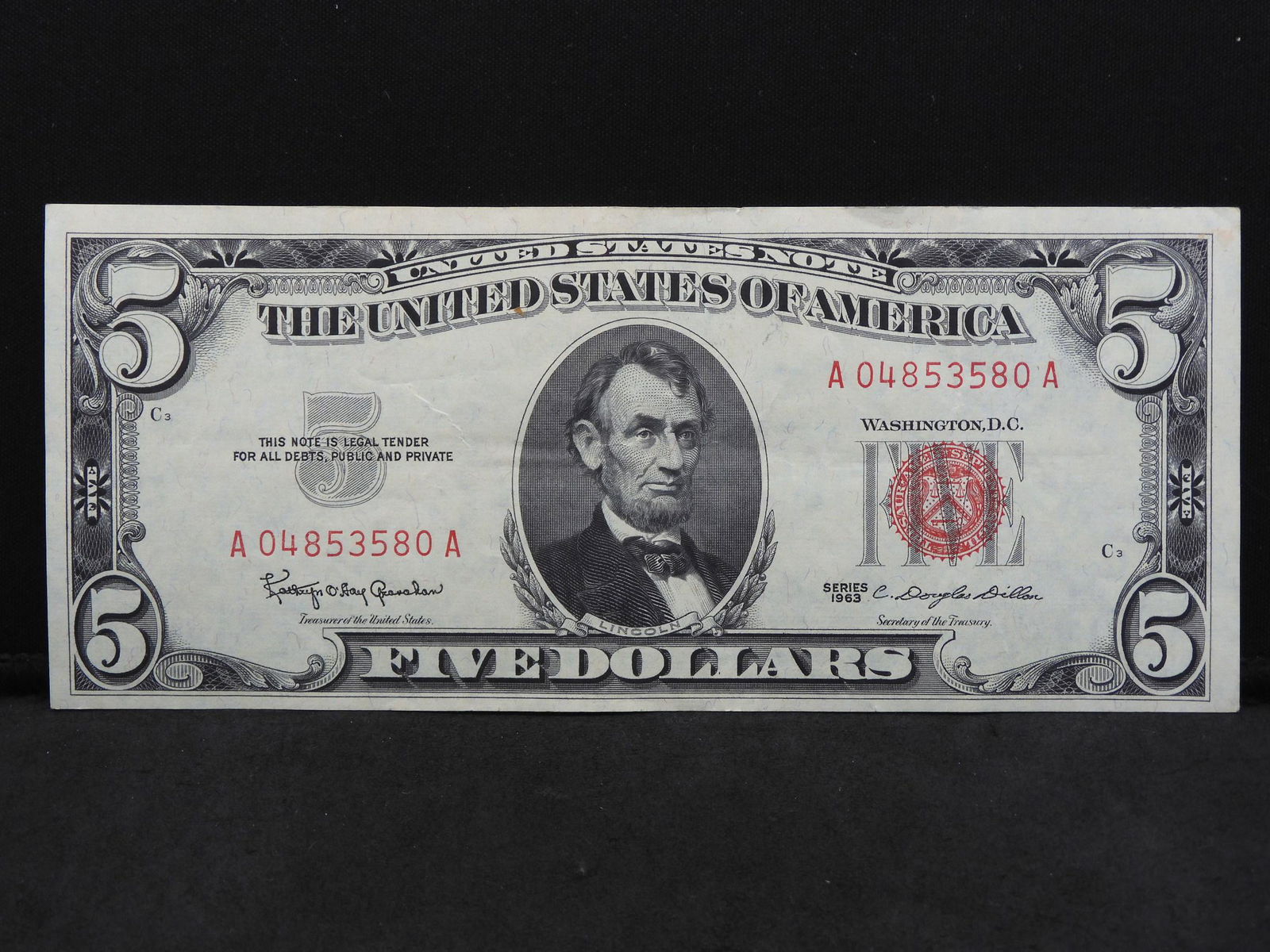 Series 1963  U.S. $5.00 Red Seal Note - Crisp & Nice! (1 of 3)