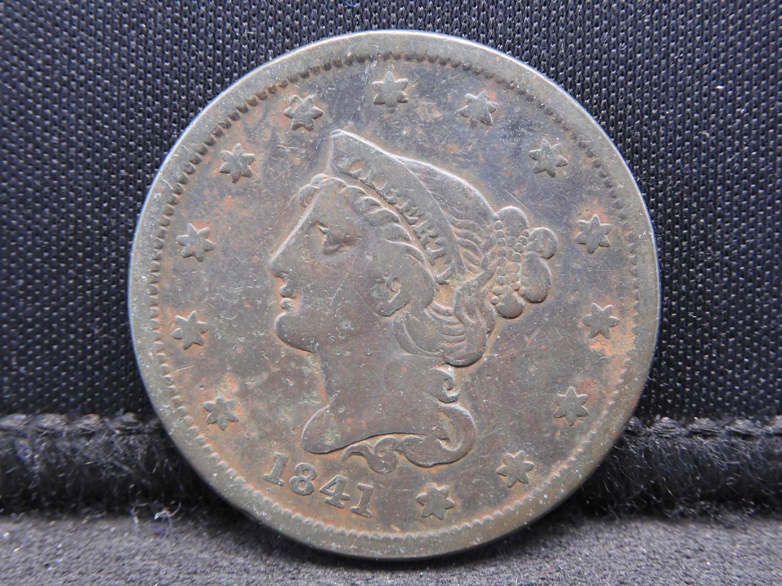 1841 Braided Hair Large Penny Cent (1 of 2)