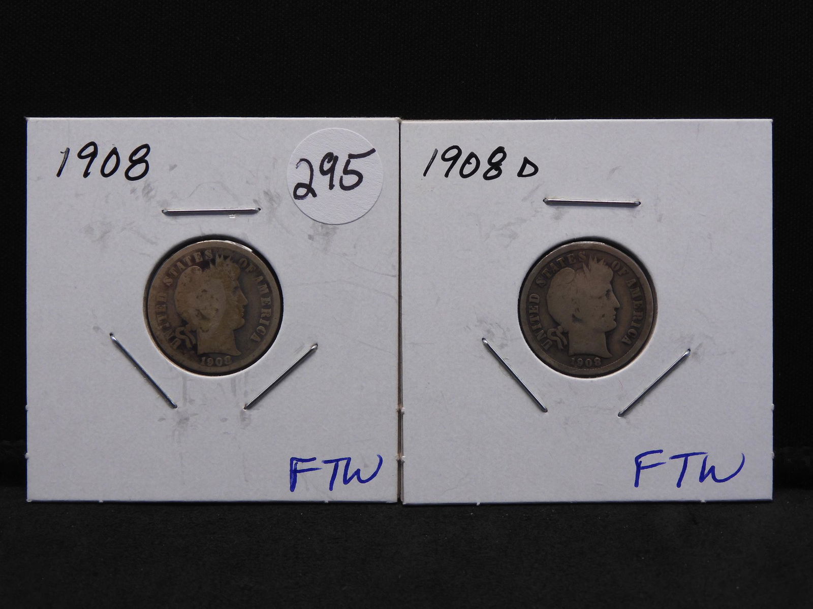 Barber Silver Dimes - 1908 & 1908-D (1 of 3)