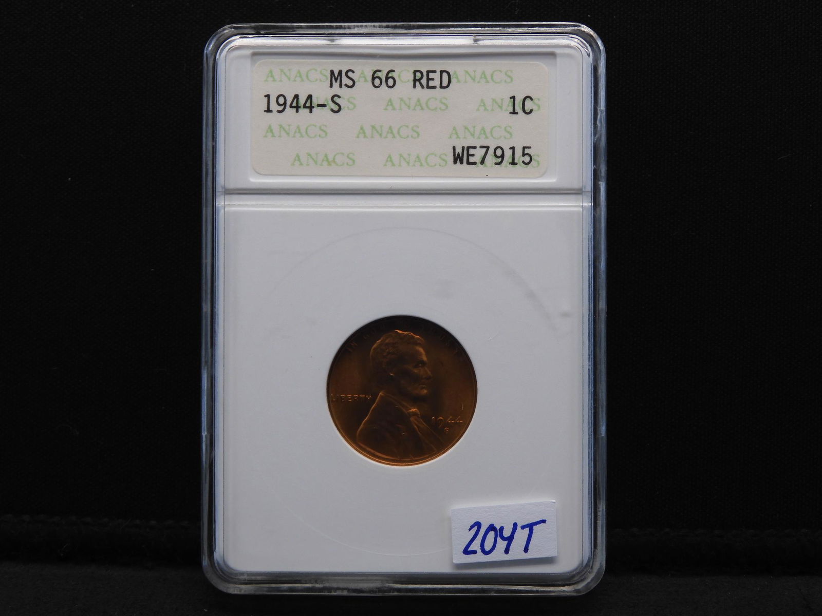 ANACS Graded MS66RD 1944-S Lincoln Cent (1 of 4)