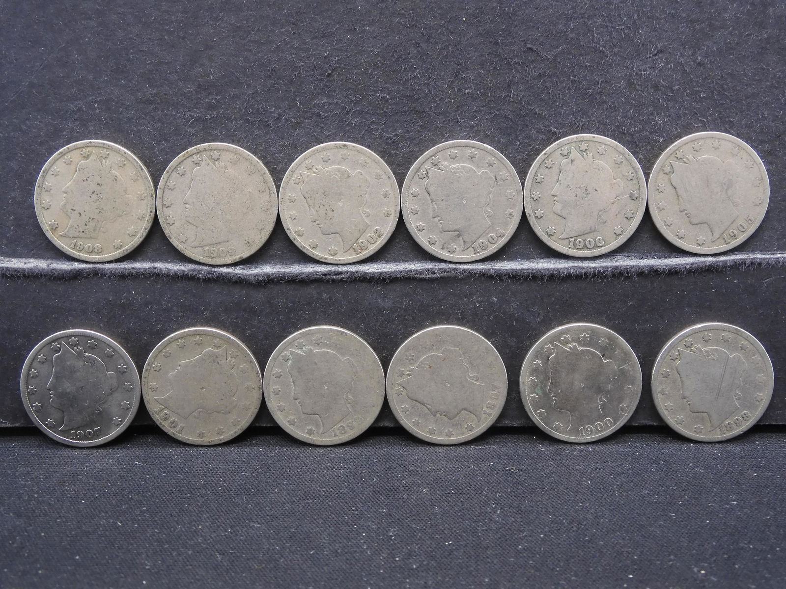 12 Different Liberty Nickels 1897-1909 (1 of 6)