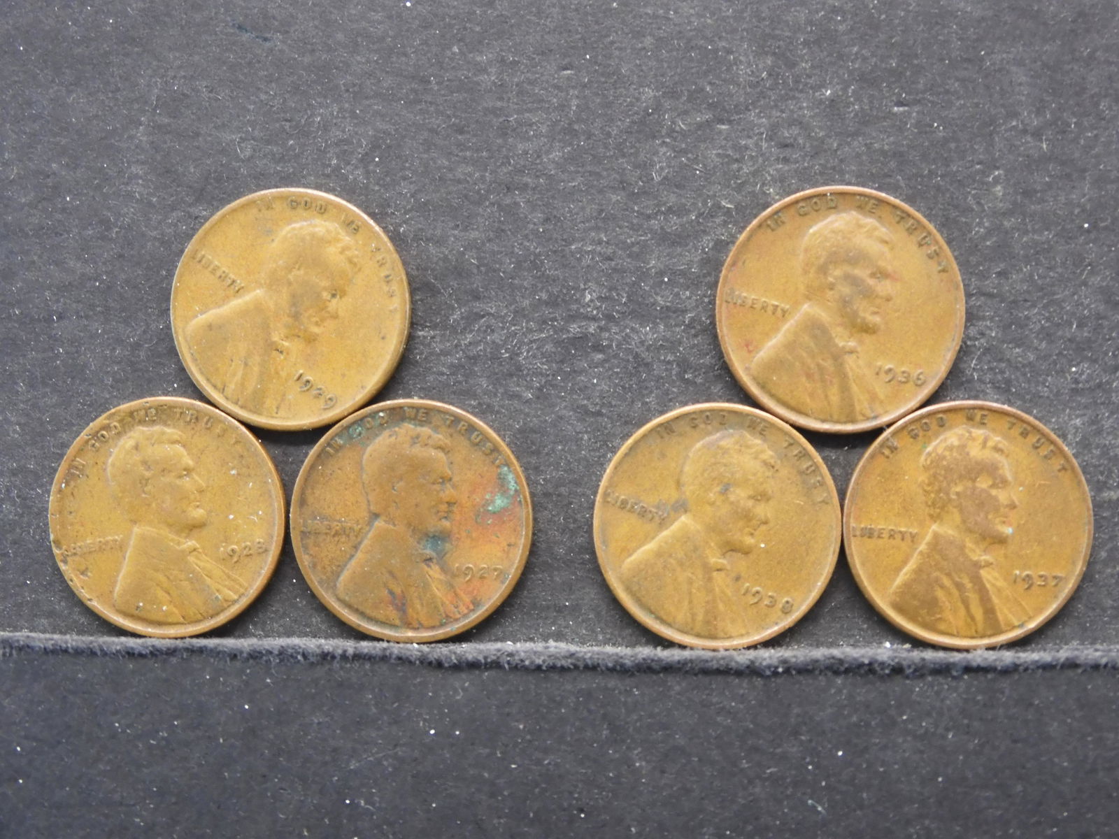 1927, 28, 29, 36, 37, 38  Lincoln Wheat Cents (1 of 6)