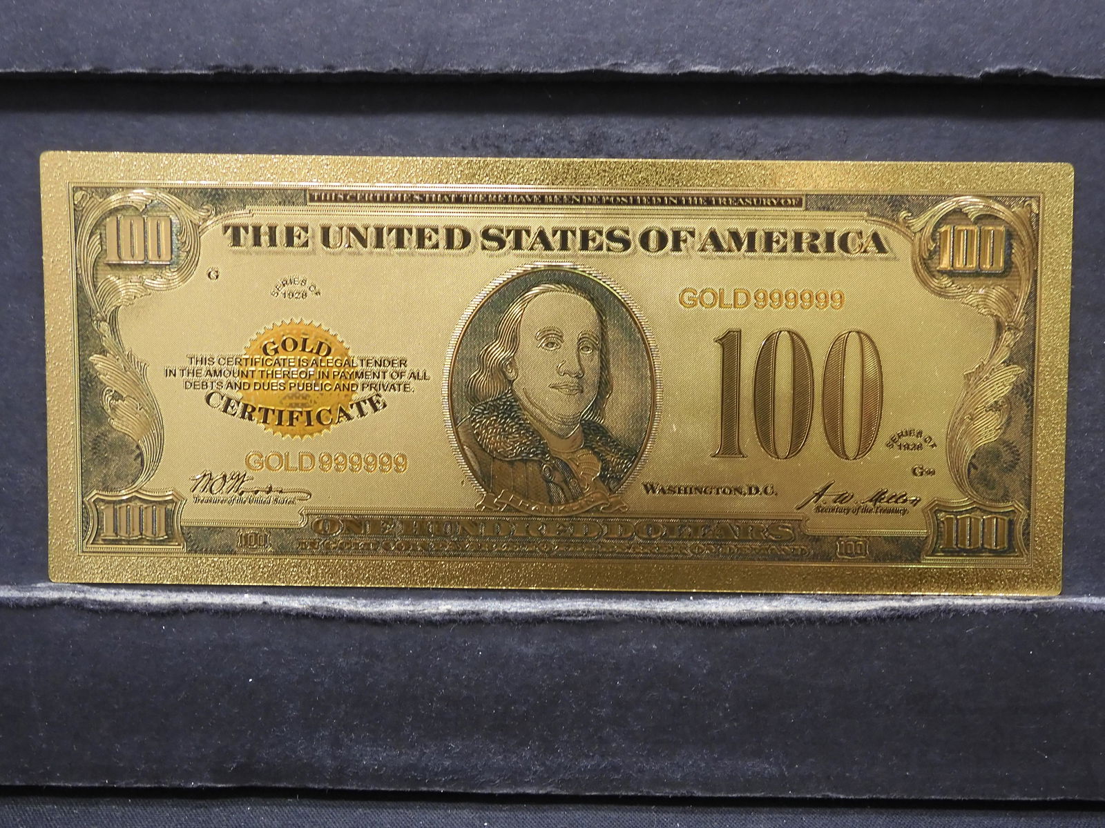 $100 Gold Certificate 24K Gold Foil Not (Not Legal (1 of 2)