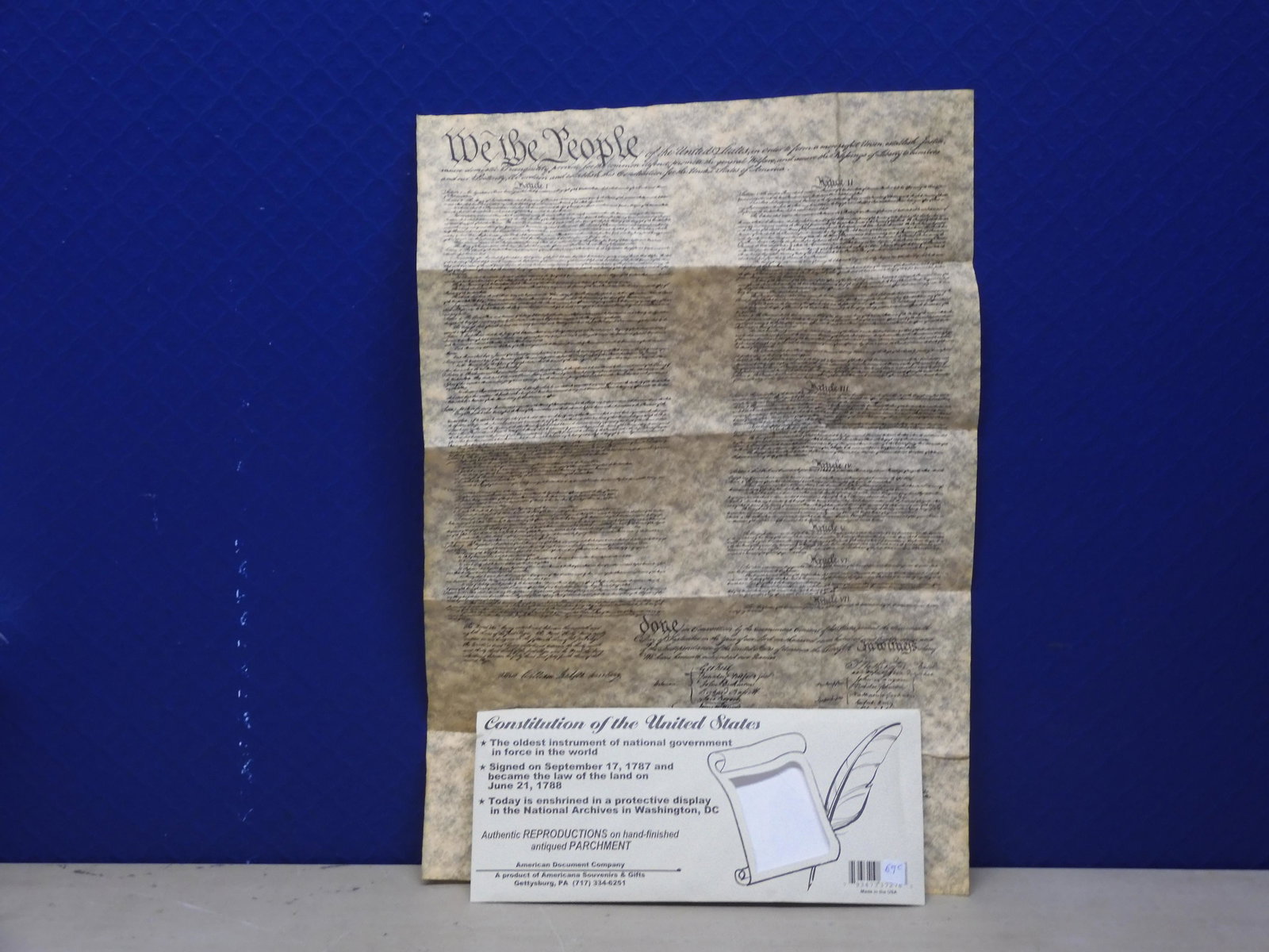 CONSTITUTION OF THE UNITED STATES (1787), PARCHMENT,: CONSTITUTION OF THE UNITED STATES (1787), PARCHMENT, REPLICA/NEW