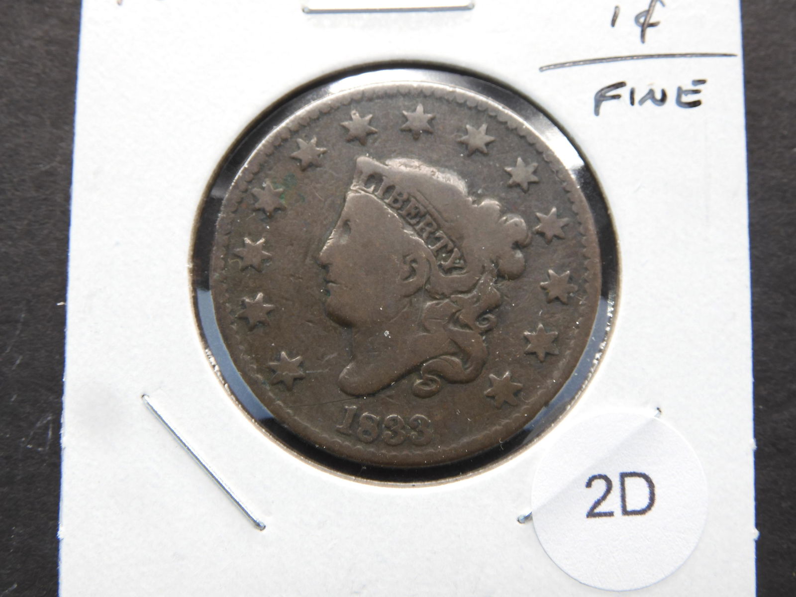 1833 Large 1c.  Fine. (1 of 3)