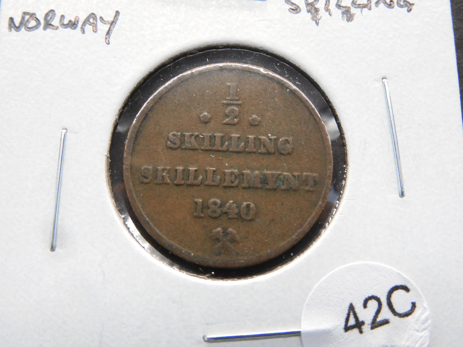1840 Norway 1/2 Skilling. (1 of 3)