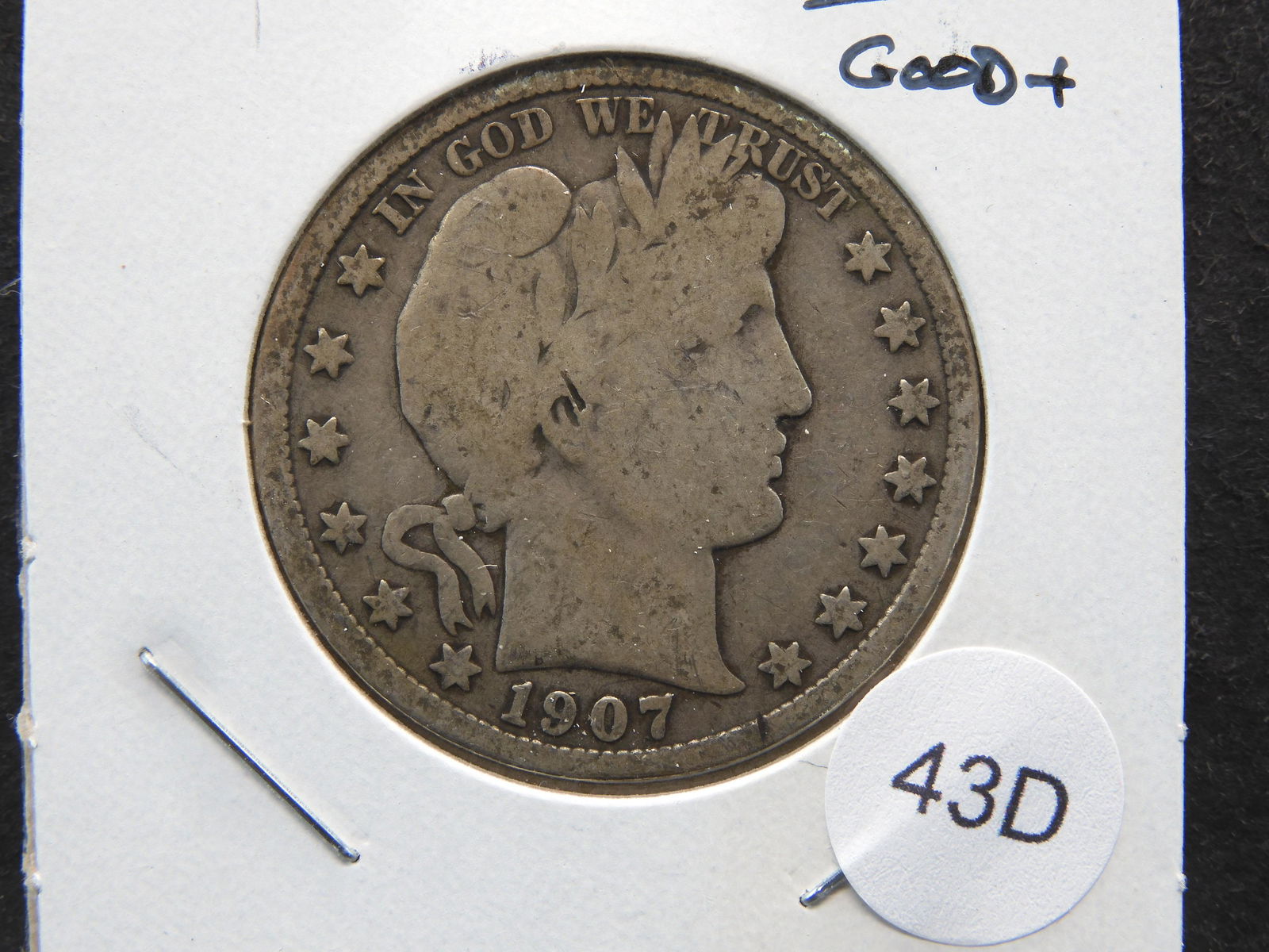 1907-S Barber 50c.  Good+. (1 of 3)