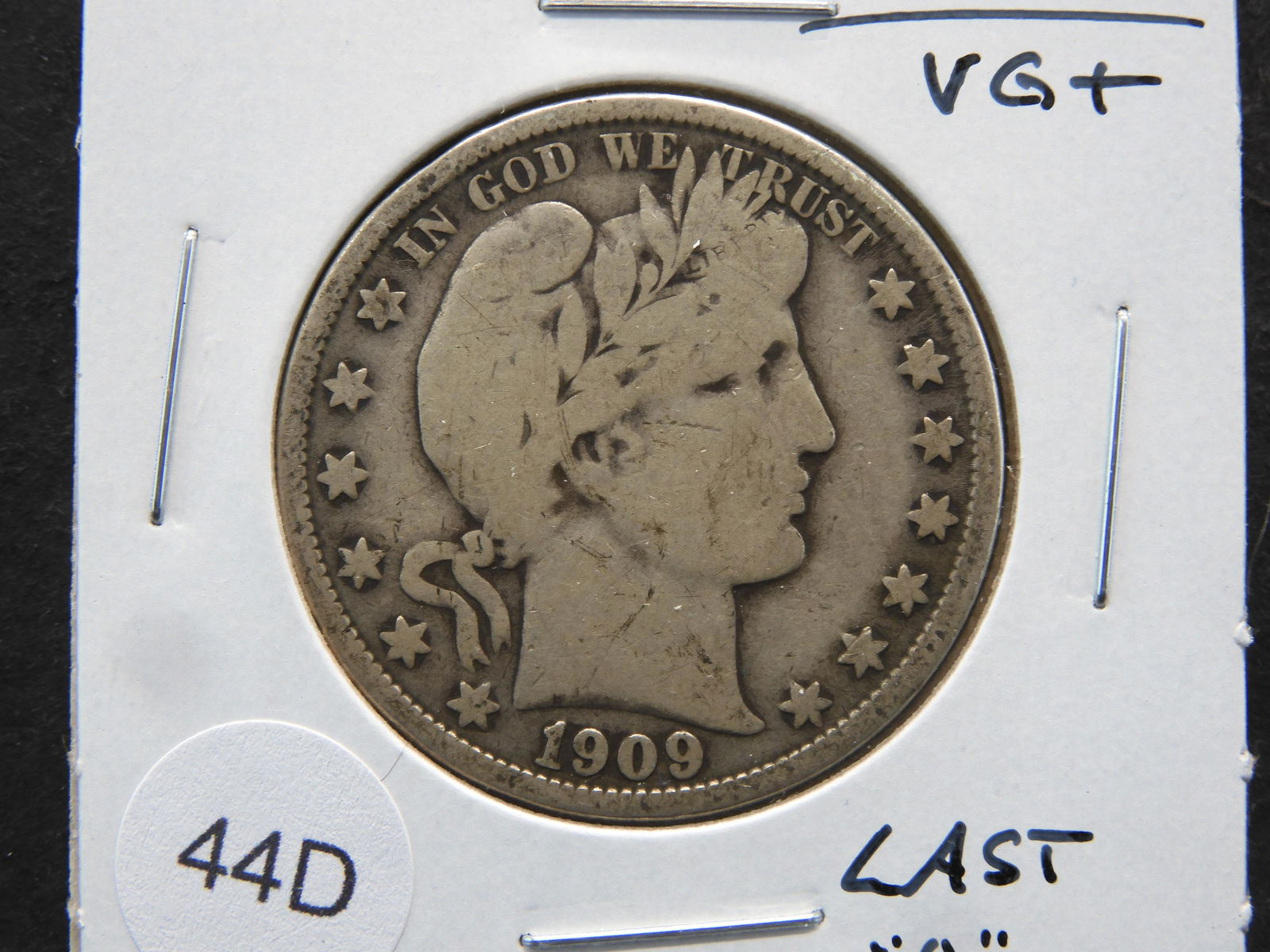 1909-O Barber 50c.  VG+.  Last "O" Mint. (1 of 3)
