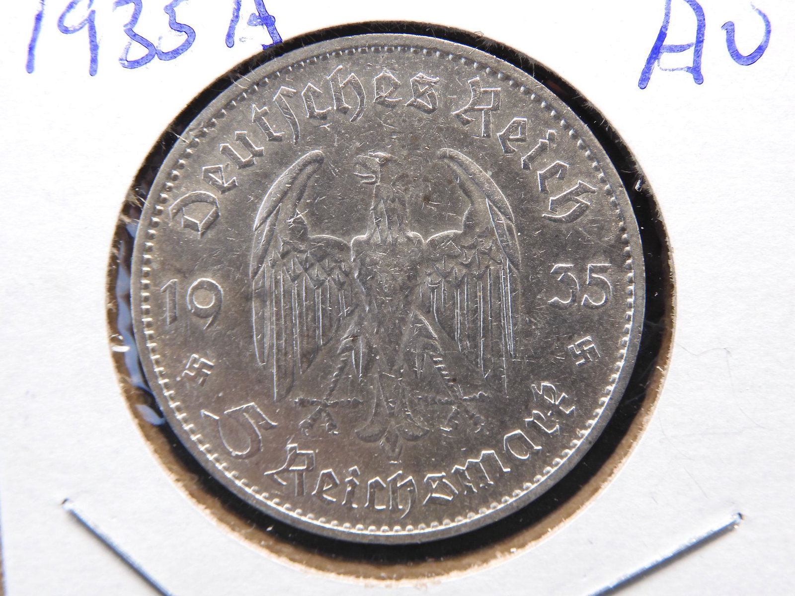 1935 A Germany 5 Marks Potsdam Church.  90% silver coin (1 of 3)
