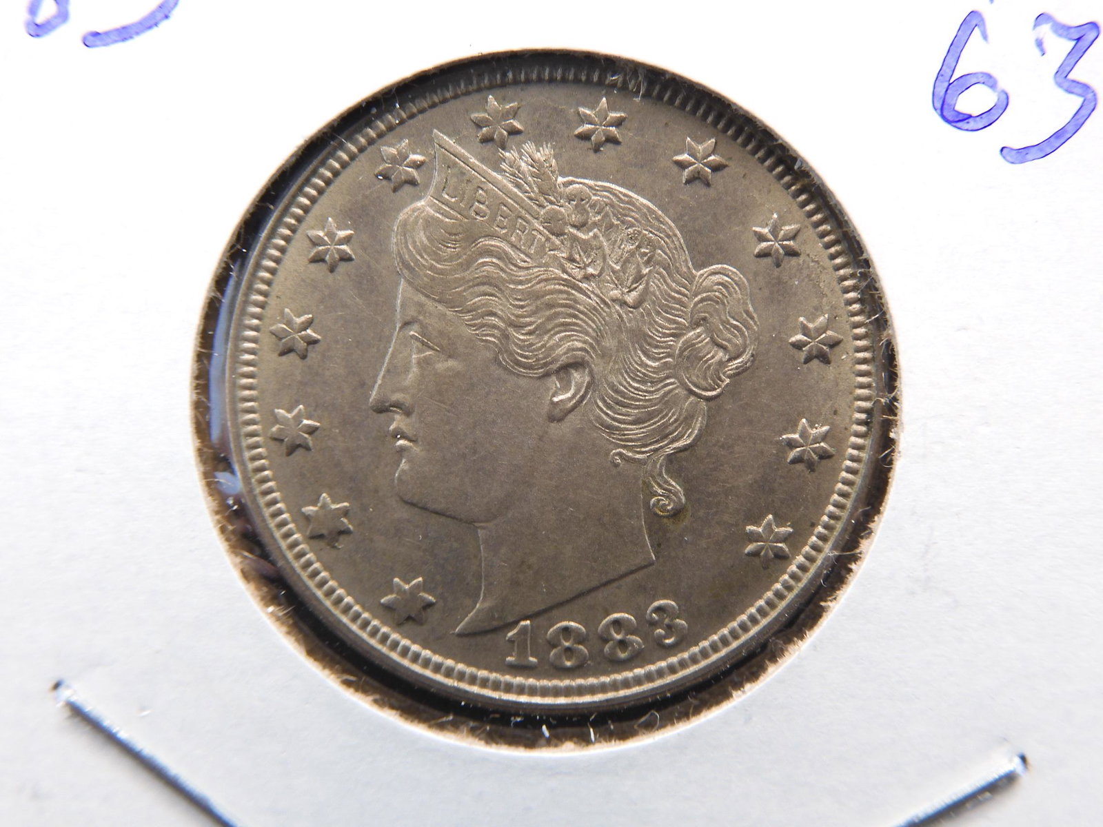 1883 V Nickel.  No cents Variety.  Nice luster with no (1 of 3)