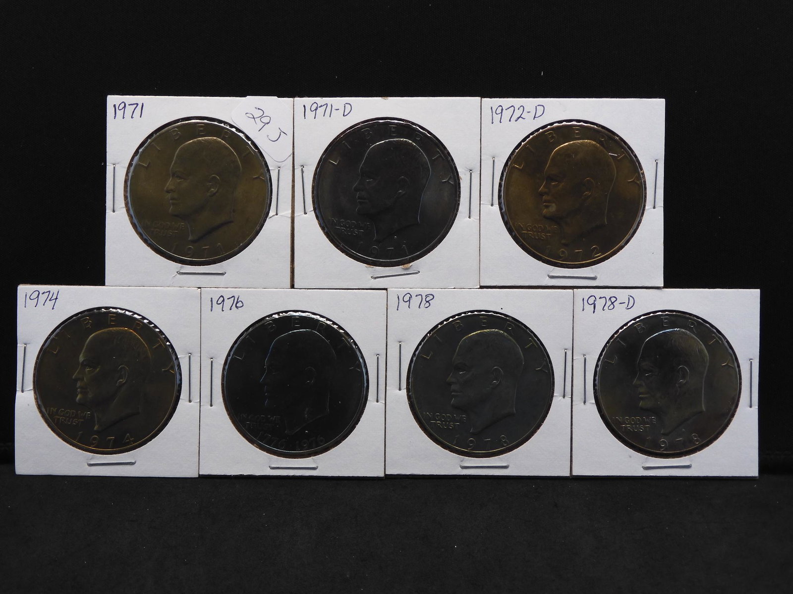 7 Different Toned Eisenhower Dollars 1971-1978 (1 of 11)