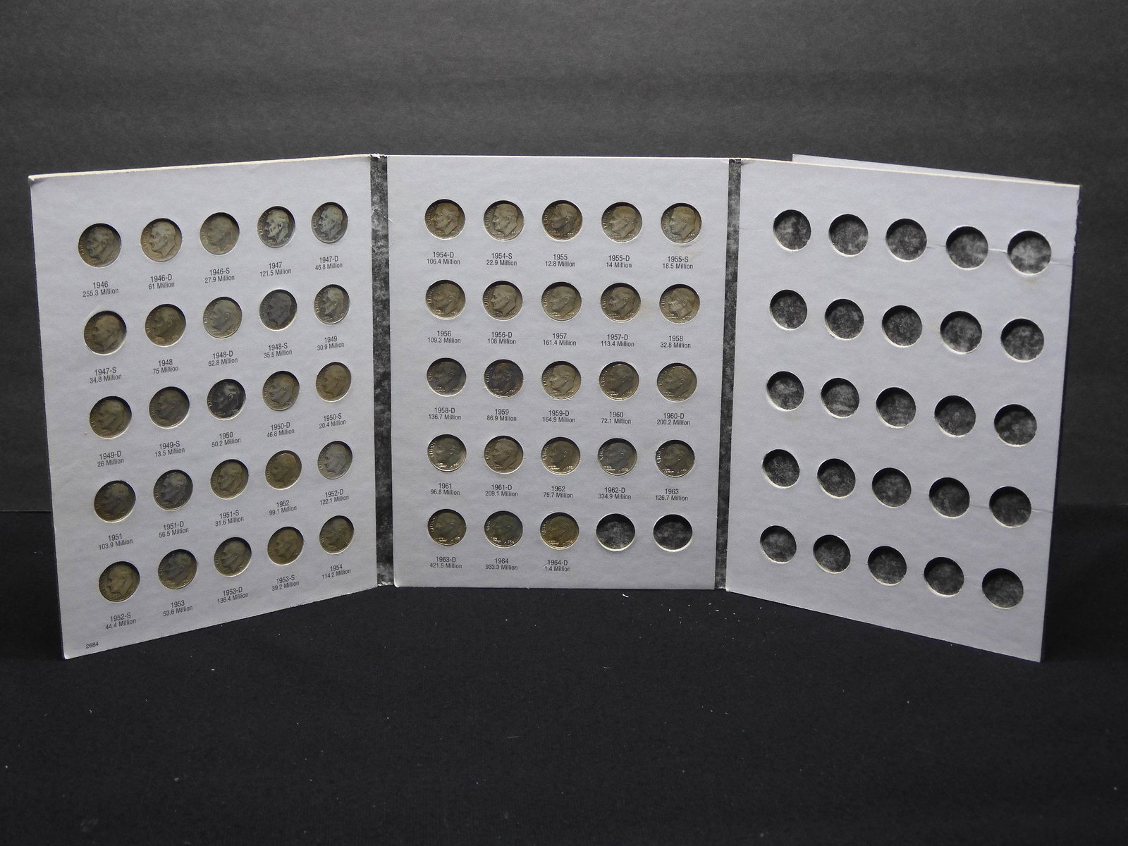 1946-1964 Silver Roosevelt Dime Set (48 Coins) Housed (1 of 6)