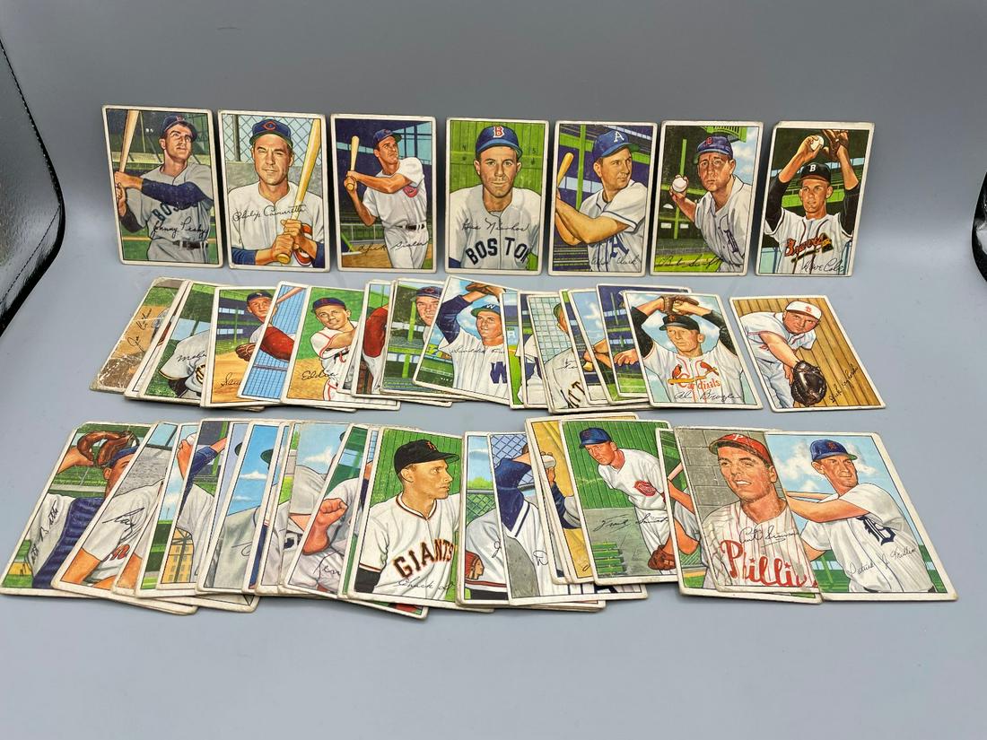(60) 1952 Bowman Baseball Cards - Only 2 duplicates - (1 of 12)