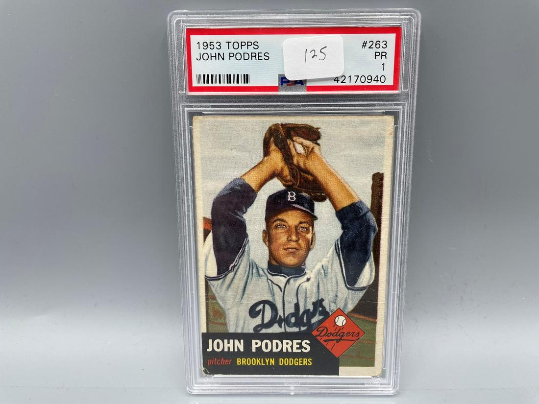 1953 Topps John Podres #263 PSA 1 Short Print Hi Number (1 of 2)