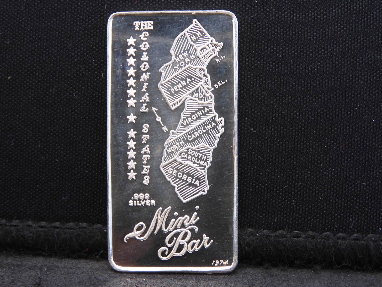 9.6 Grams .999 Silver Mini Bar - Colonial States (1 of 2)