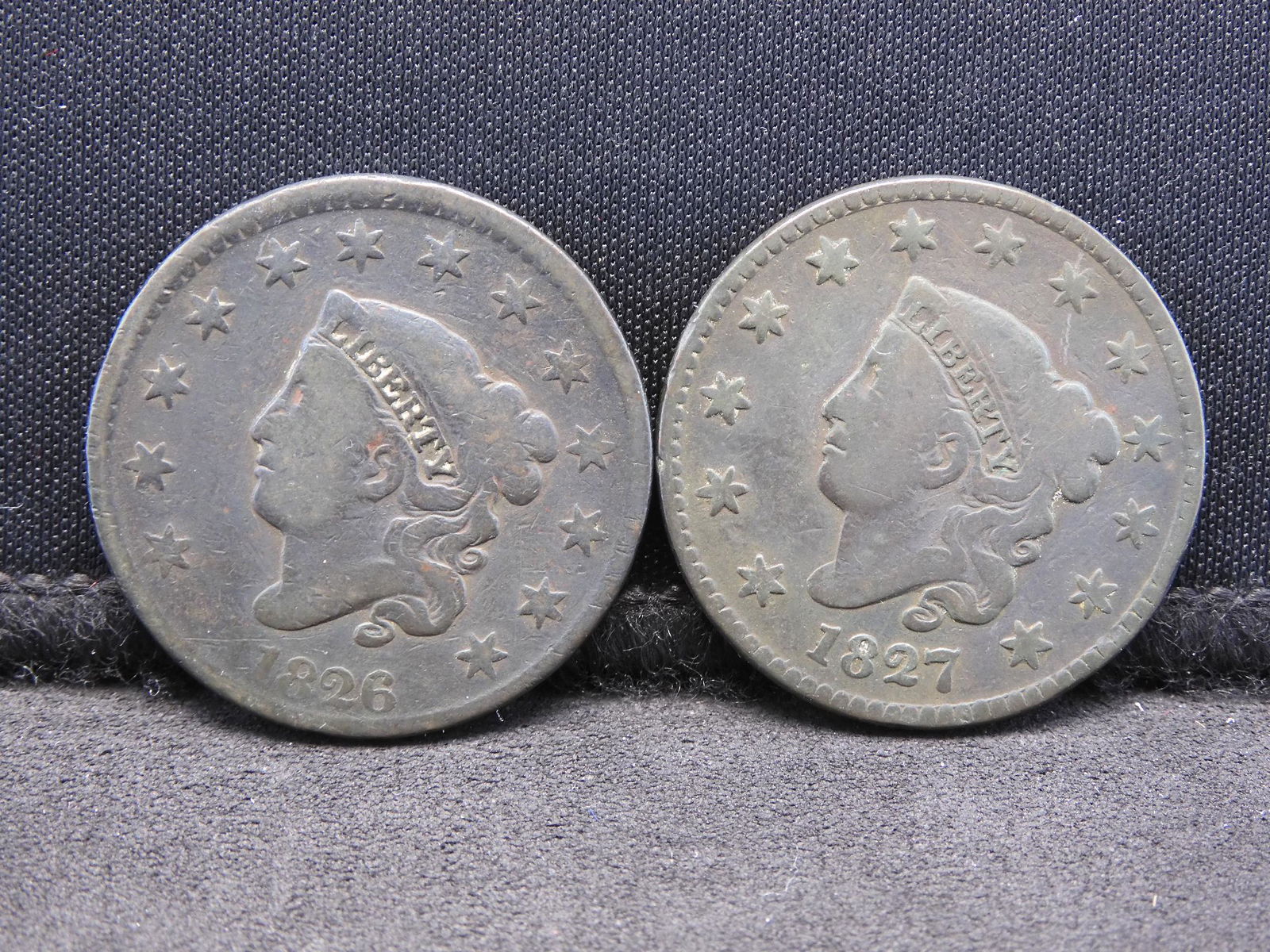 2 - Coronet Head Large Penny Cents - 1826 & 1827 (1 of 2)