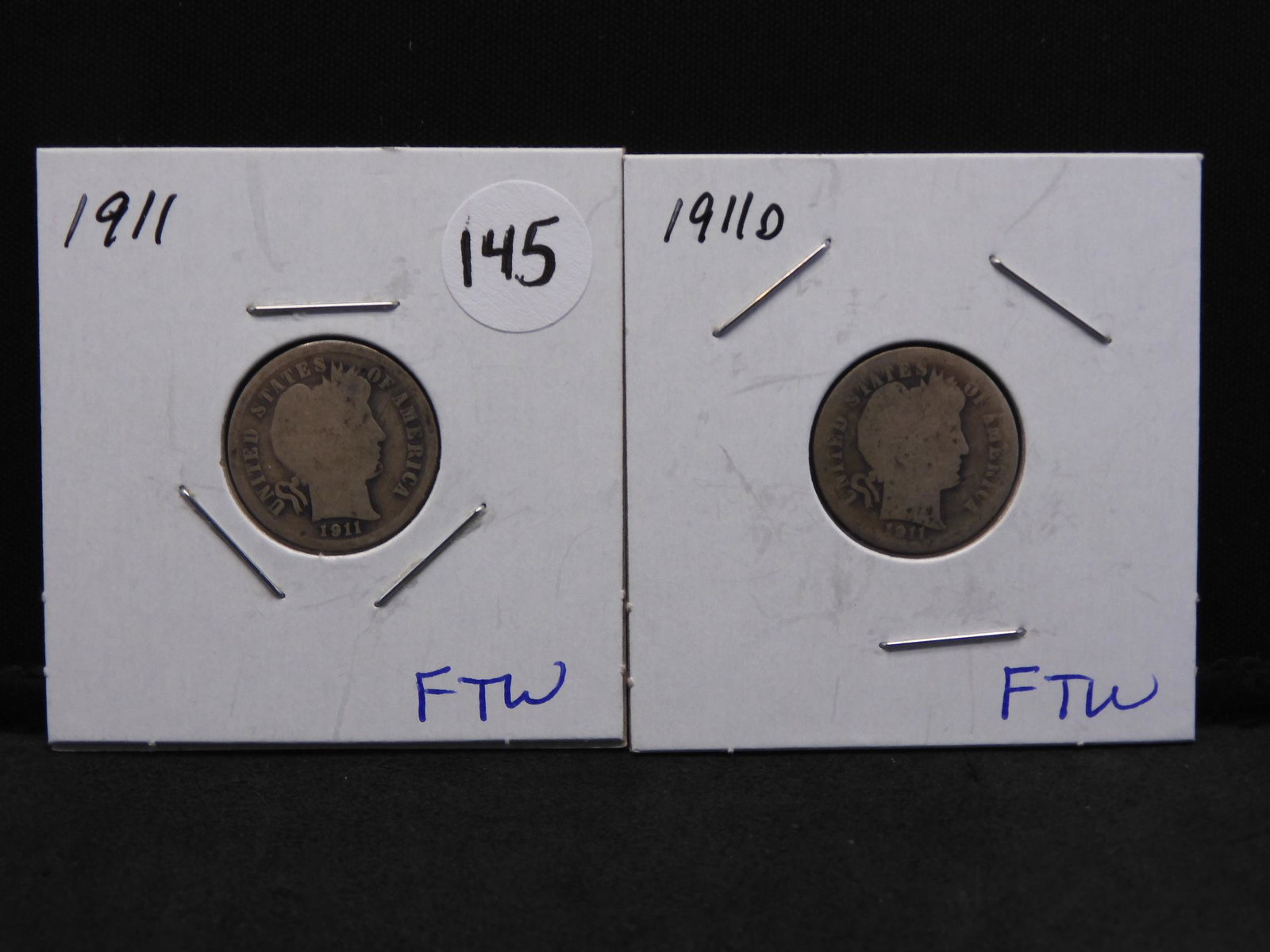 Barber Silver Dimes - 1911 & 1911-D: Barber Silver Dimes - 1911 & 1911-D