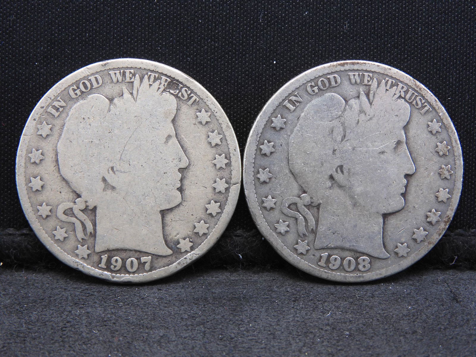 Barber Silver Half Dollars - 1907-O & 1908-O (1 of 2)