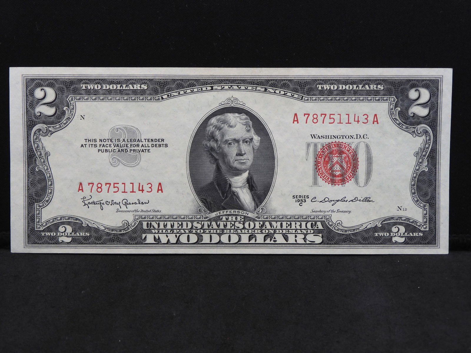 Series 1953-C U.S. $2.00 Red Seal Note - Crisp! (1 of 3)