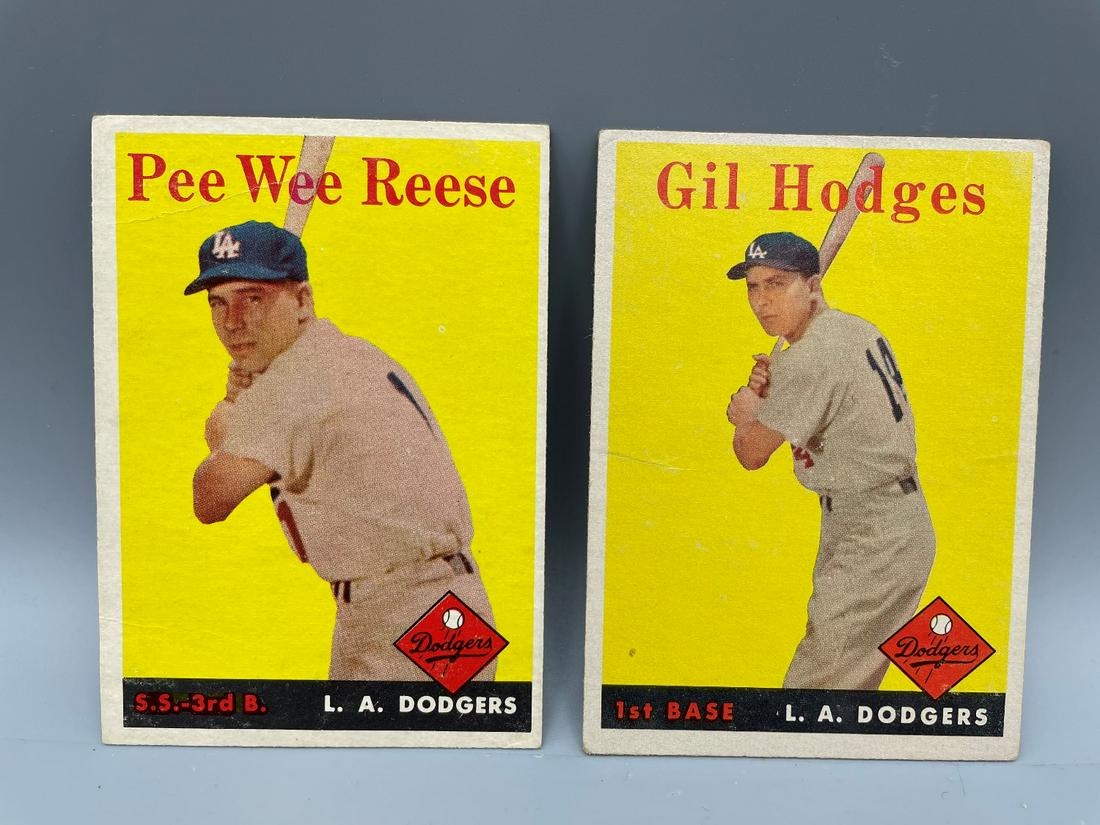 (2) x 1958 Topps Baseball #375 Reese H.O.F. #162 Hodges (1 of 4)