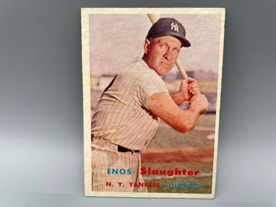 1957 Topps Baseball #215 Enos Slaughter HoF (1 of 2)
