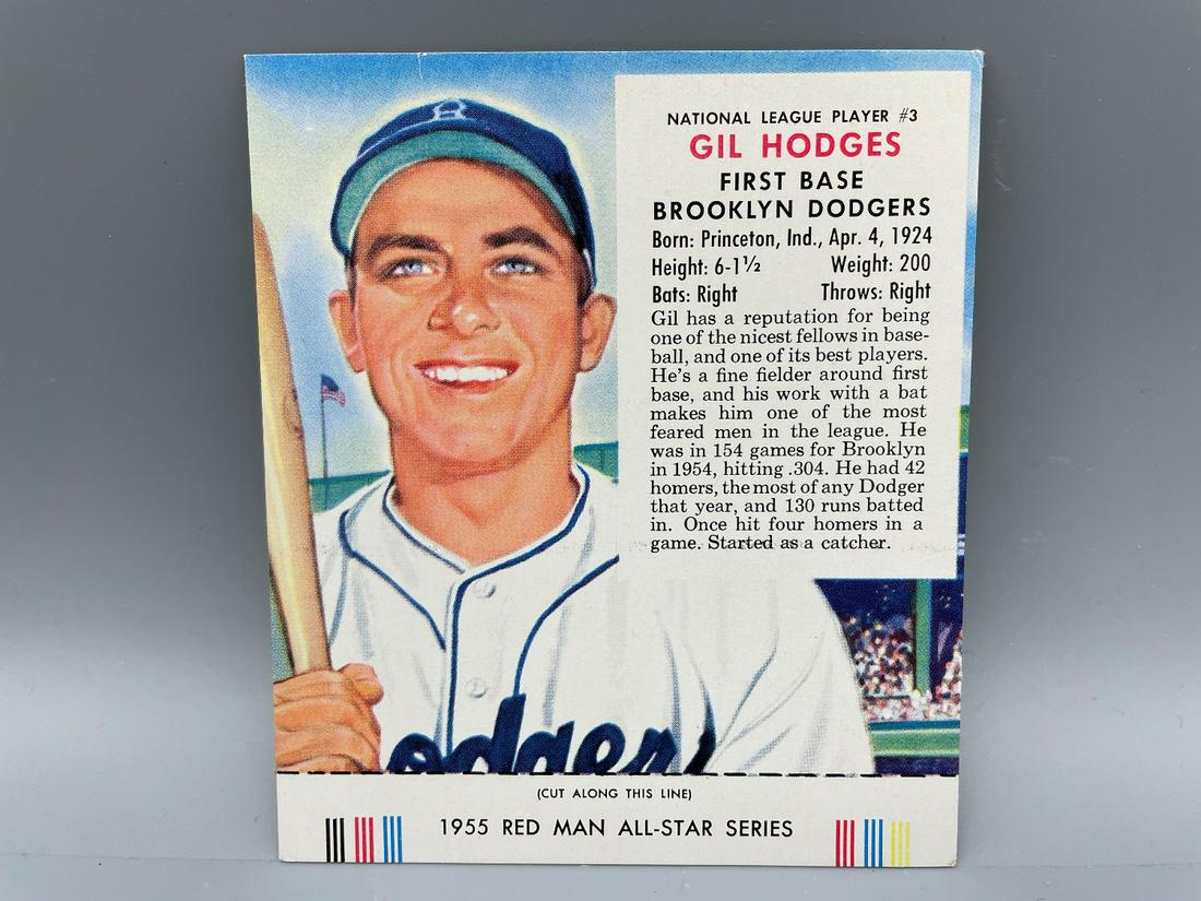 1955 Red Man Gil Hodges #3 Full Tab Baseball Star HoF (1 of 3)