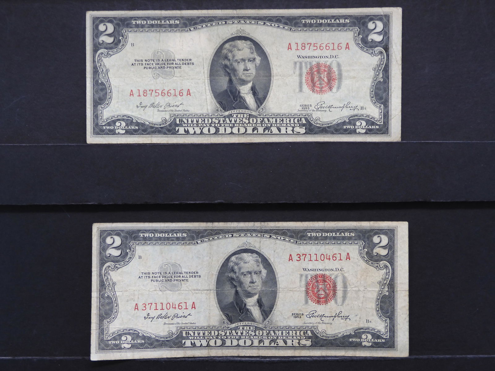 2 1953 $2 Red Seal Banknotes (1 of 6)