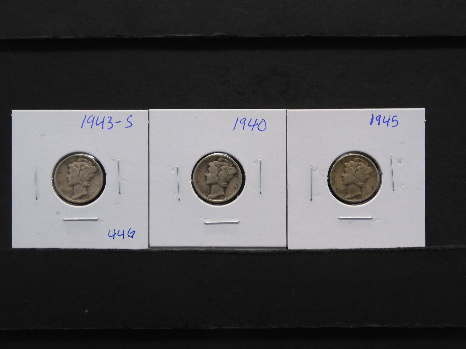 (3) 90% Silver Mercury Dimes 1940/1943-S/1945: (3) 90% Silver Mercury Dimes 1940/1943-S/1945