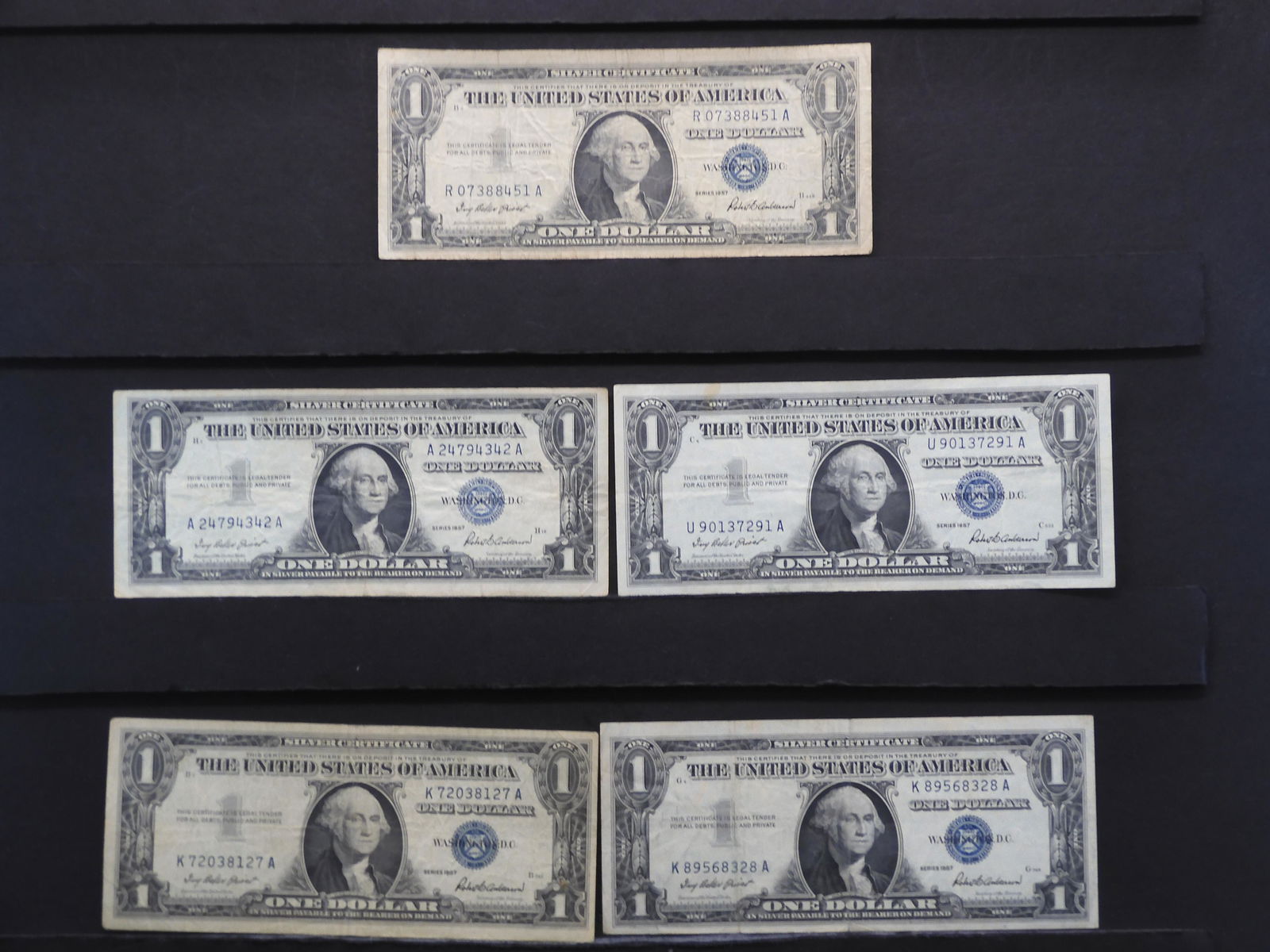 (5) 1957 Blue Seal $1 Silver Certificates - Nice Notes (1 of 5)