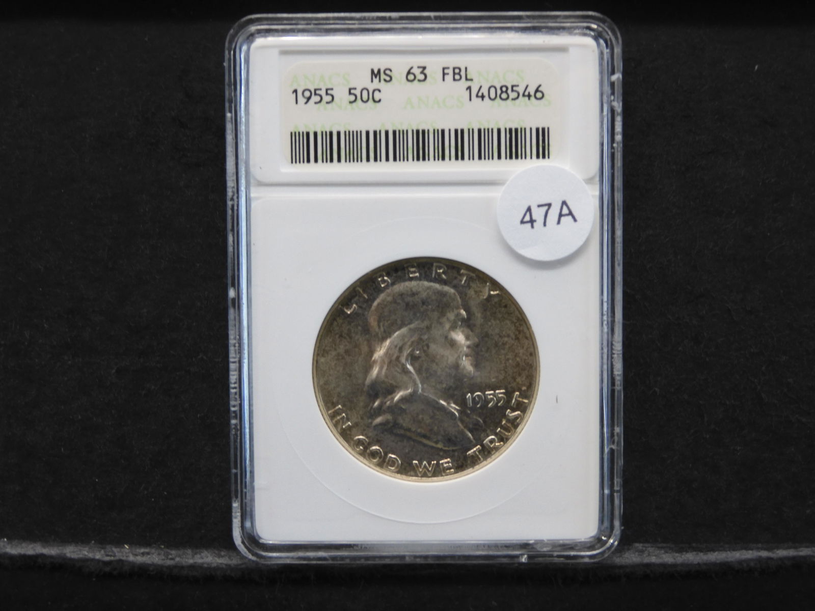 1955 Franklin Half Dollar ANACS MS63 FBL (1 of 4)