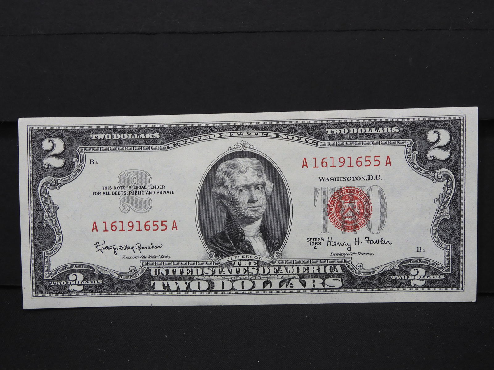 Series 1963-A U.S. $2.00 Red Seal Note - Very Crisp & (1 of 3)