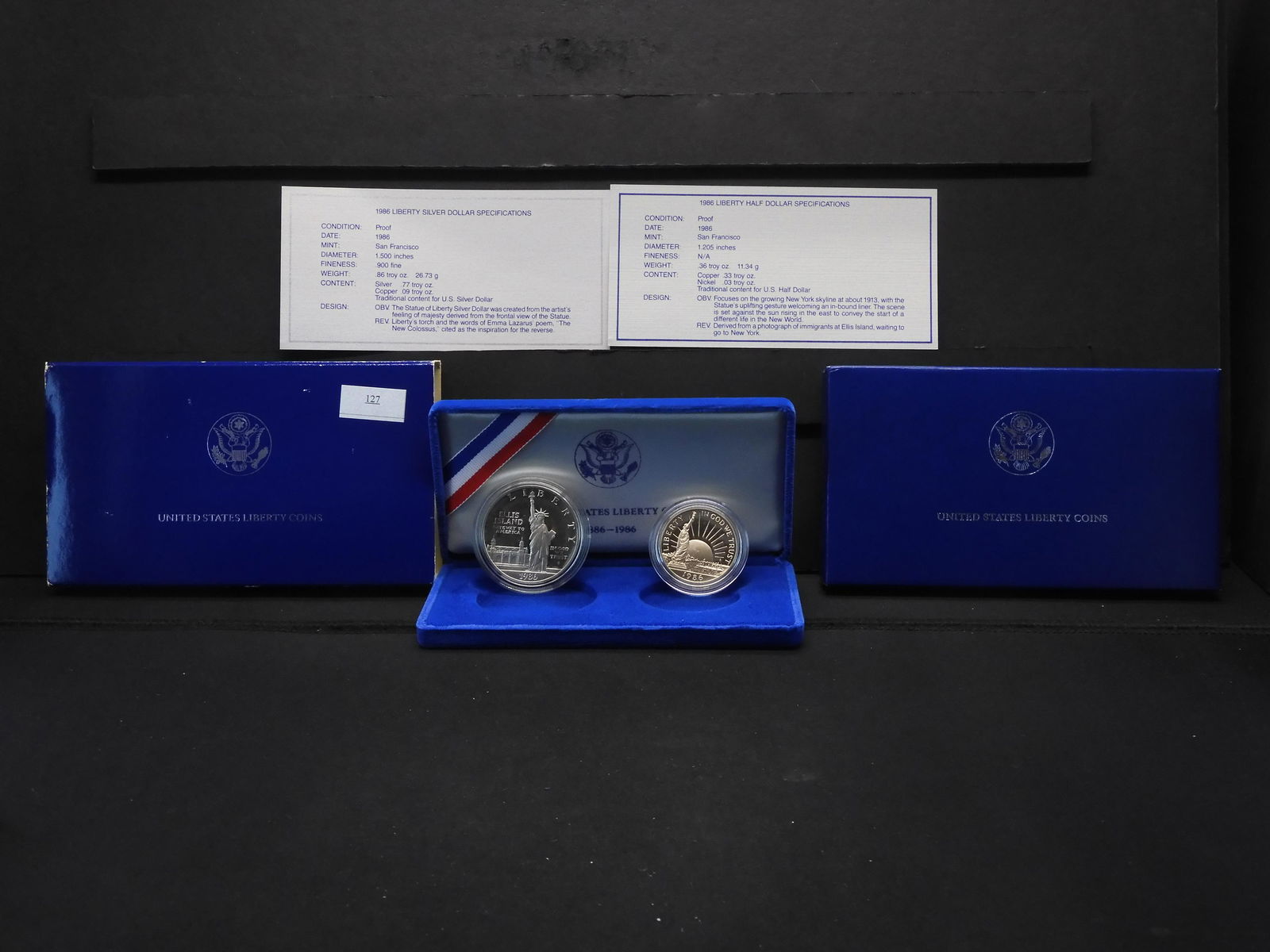 1986 U.S. Statue of Liberty Proof 2 Coin Set OGP (1 of 5)