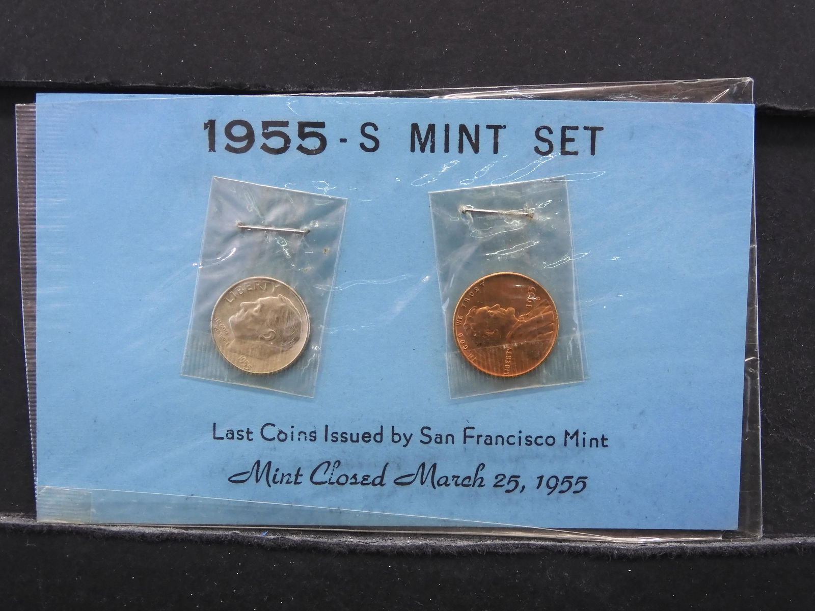 1955-S ROOSEVELT DIME AND LINCOLN PENNY (LAST COINS (1 of 3)
