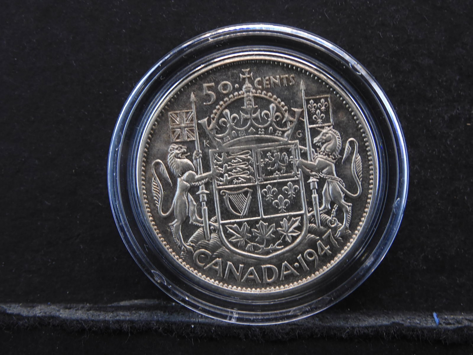 1947 Curved 7 Canadian AU Silver Half Dollar (1 of 3)