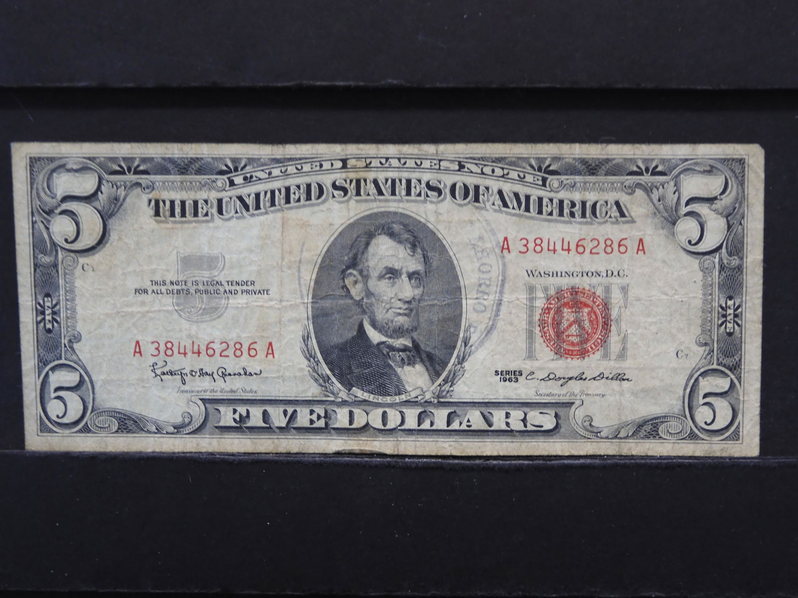 1963 US Five Dollar Red Seal Note (1 of 3)
