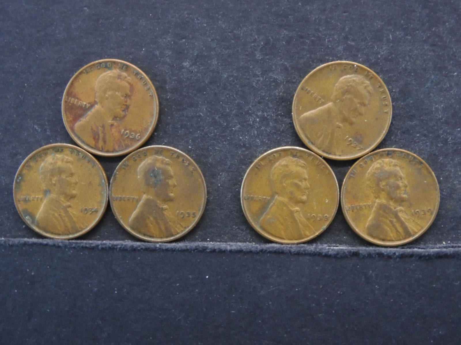 1934, 35, 36, 37, 38, 39 Lincoln Head Wheat Cents (1 of 4)