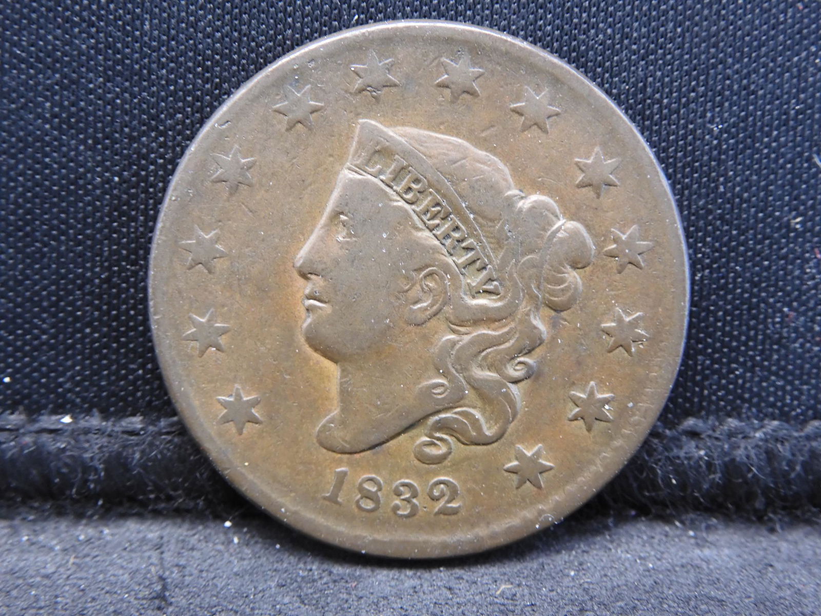 1832 Large Cent with nice color and detail.  Both hair (1 of 3)