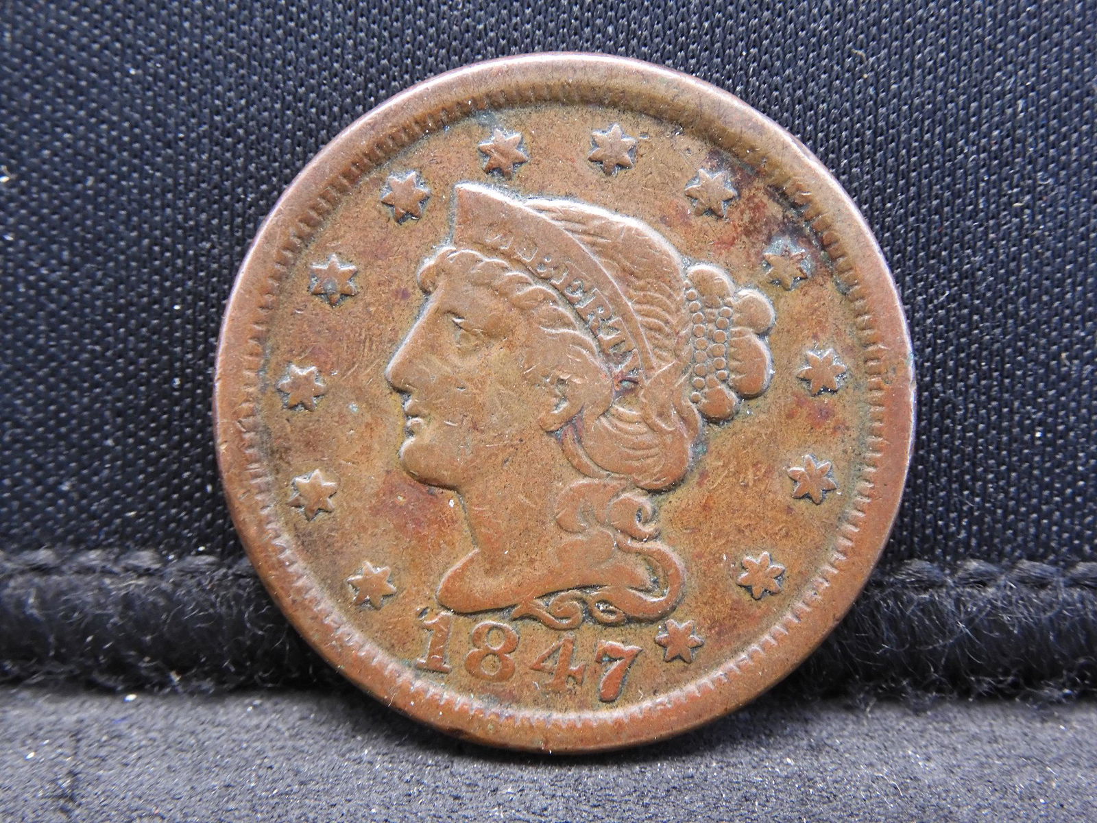 1847 Large Cent with light wear and nice color. (1 of 2)
