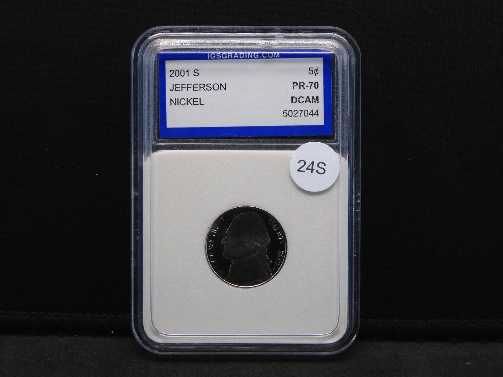 2001 S Jefferson Nickel IGS PR70 DCAM: 2001 S Jefferson Nickel IGS PR70 DCAM