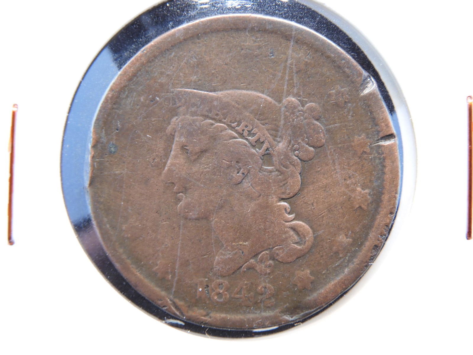 1842 "Large Date" Braided Hair Cent (1 of 3)