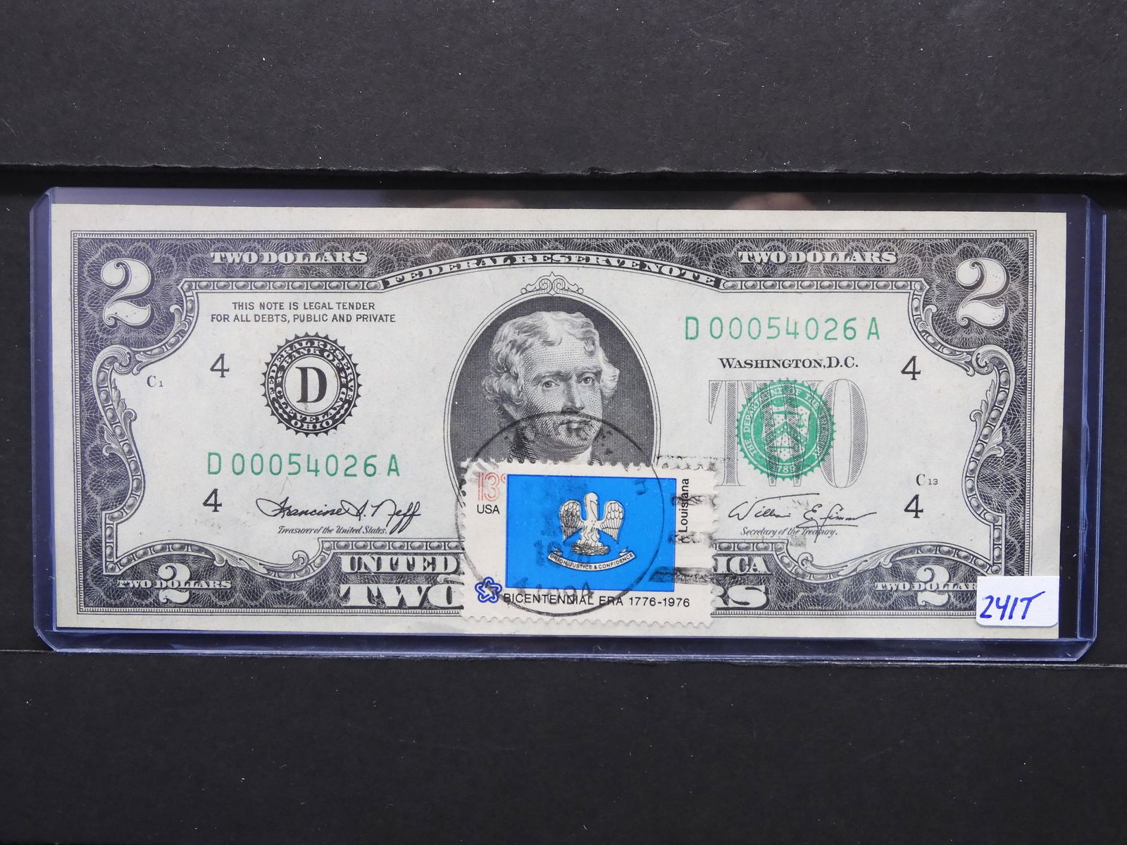 Uncirculated 1976 $2 Note with Louisiana Bicentennial (1 of 4)