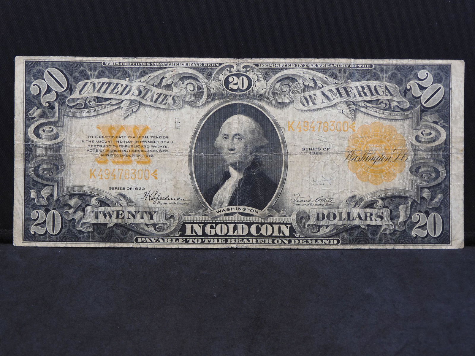 1922 $20 Gold Certificate Note (1 of 4)