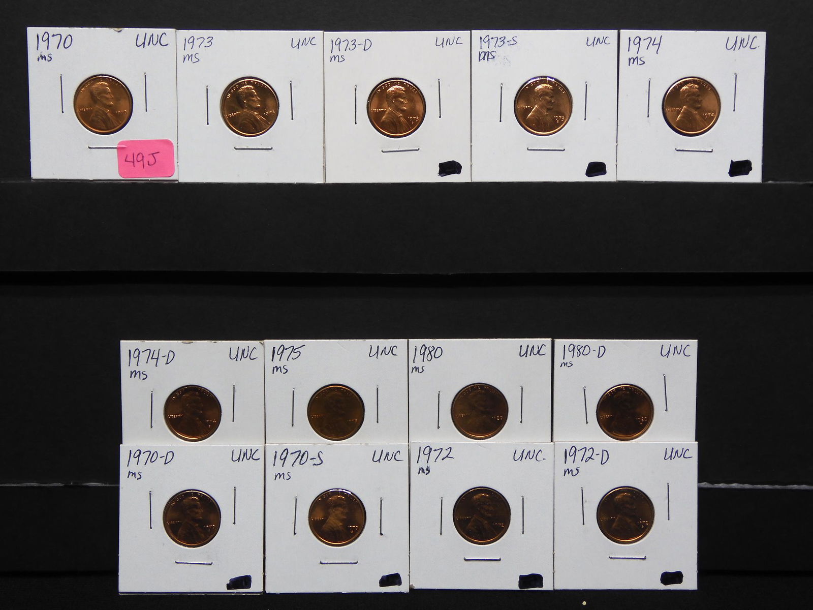 (13) Different Pennies 1970 - 1980-D  From Mint Sets (1 of 7)