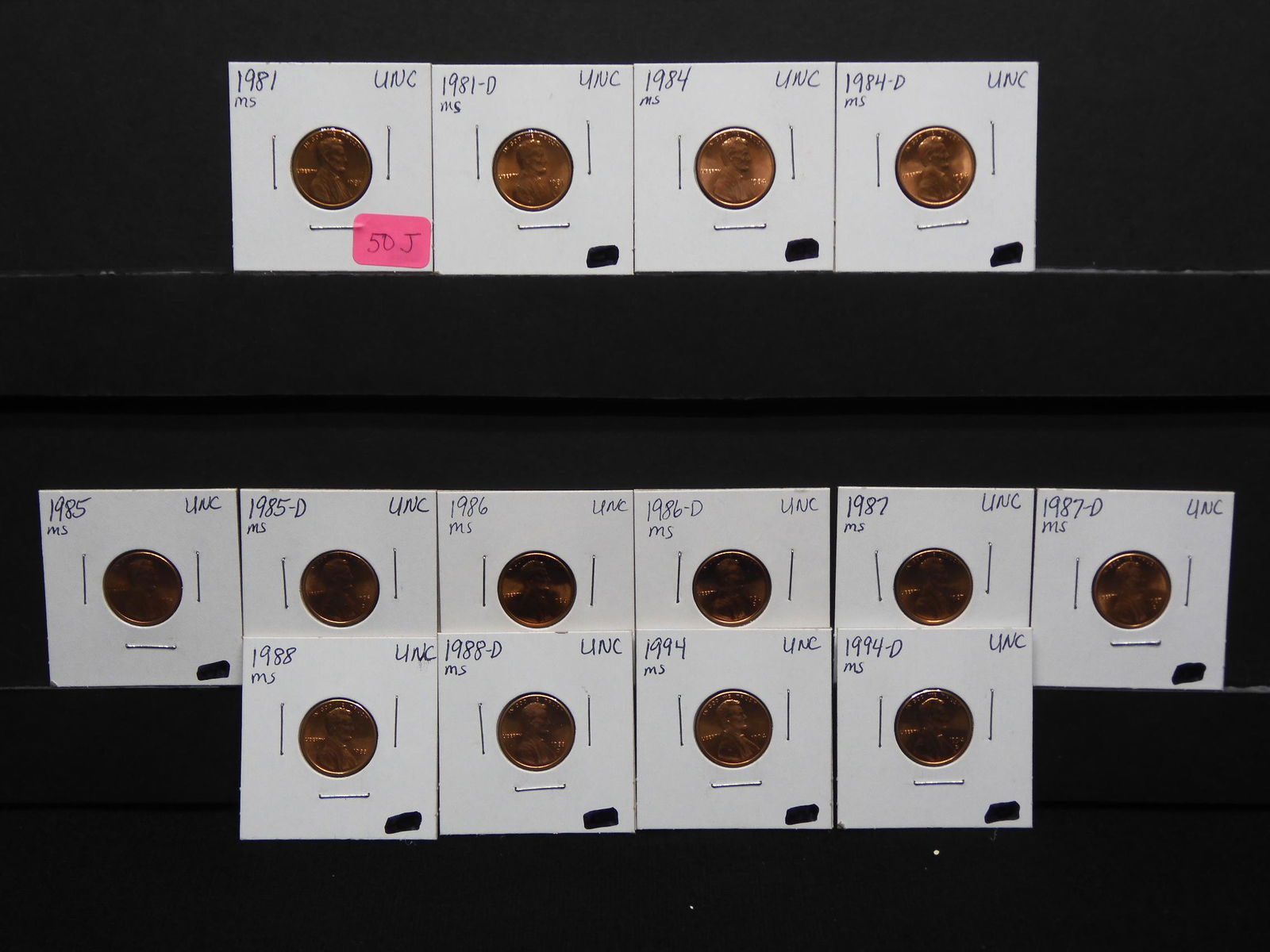 (14) Different Pennies From Mint Sets , 1981-1994-D (1 of 7)