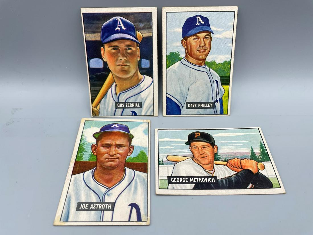 1951 Bowman Baseball Lot of 4 High Number Short Prints (1 of 4)