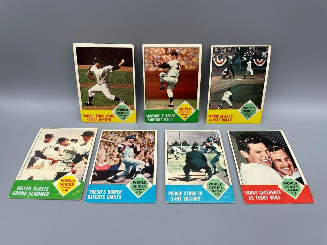 1963 Topps Baseball Lot of 7 World Series subset cards-: 1963 Topps Baseball Lot of 7 World Series subset cards- Whitey Ford, Roger Maris