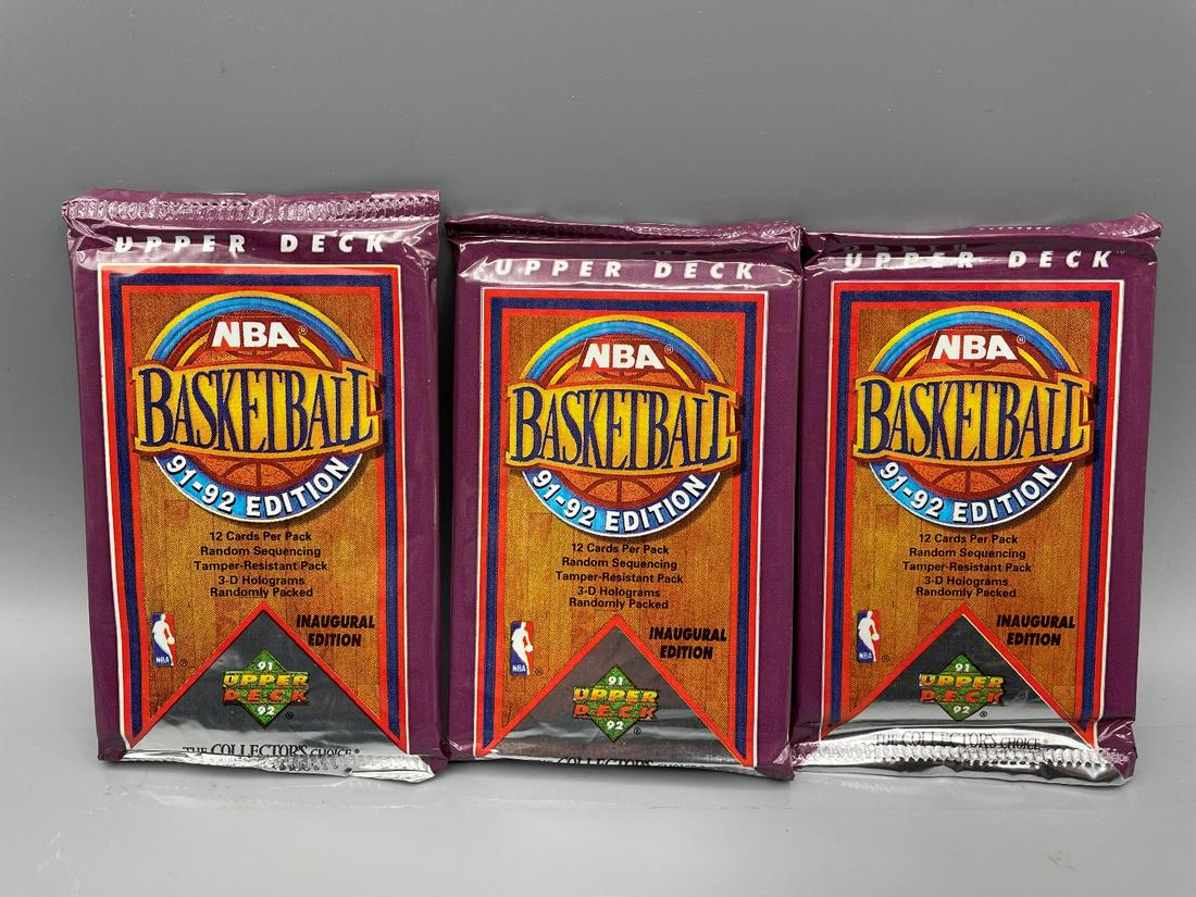 1991-92 Upper Deck Basketball Lot of 3 Unopened Packs (1 of 2)