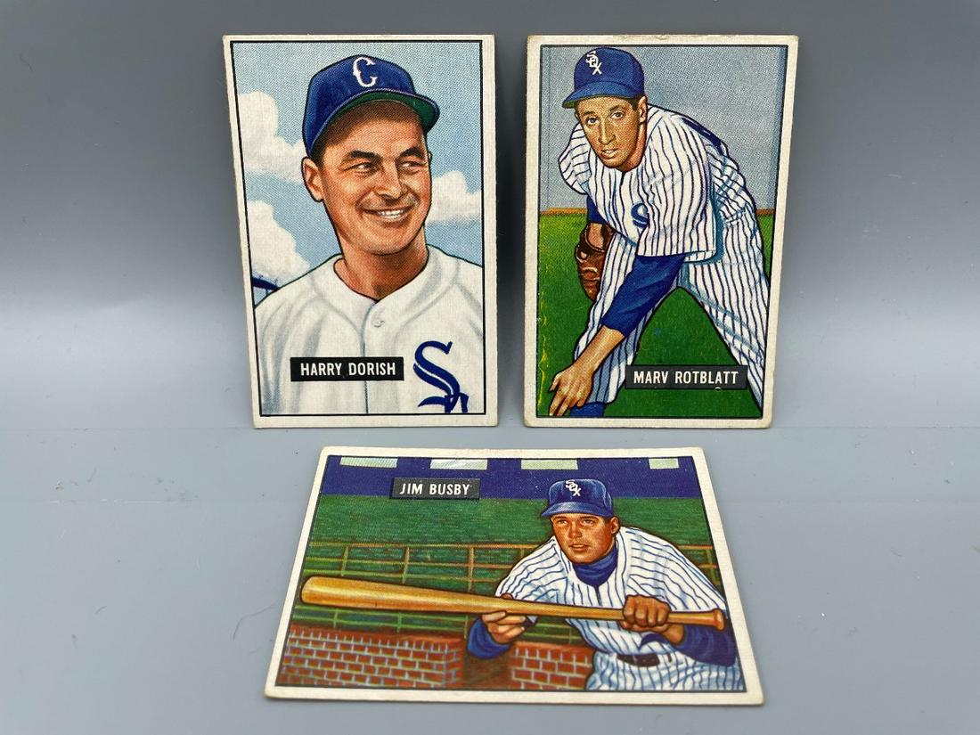 1951 Bowman Baseball Lot of 3 High Number Short Prints (1 of 2)