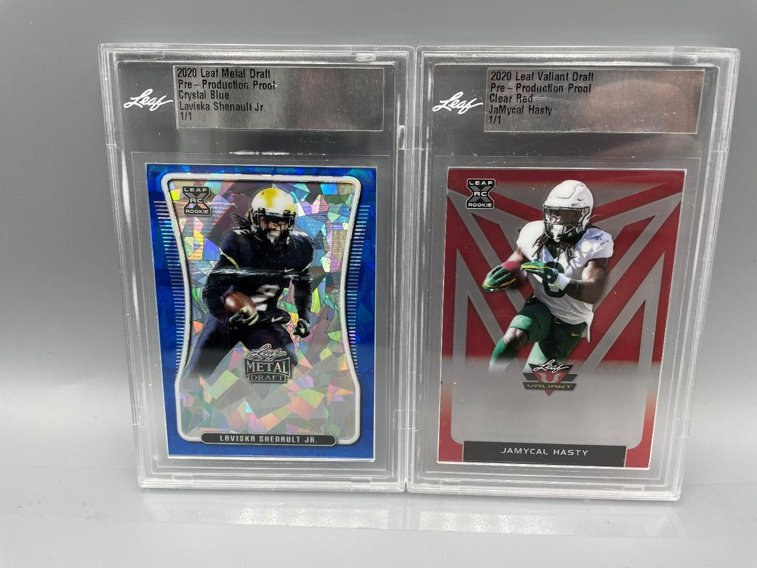 Lot of 2, 2020 leaf football 1/1 pre Production proofs (1 of 4)